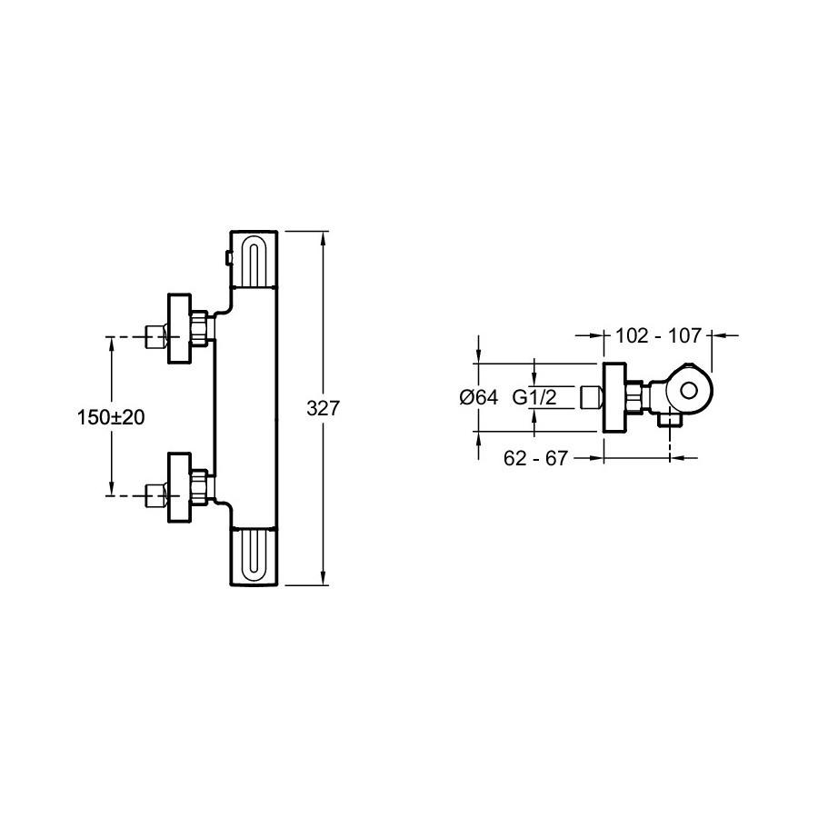 Jacob Delafon E24394-CP METRO термостатический смеситель для душа хром  E24394-CP  - Изображение 2